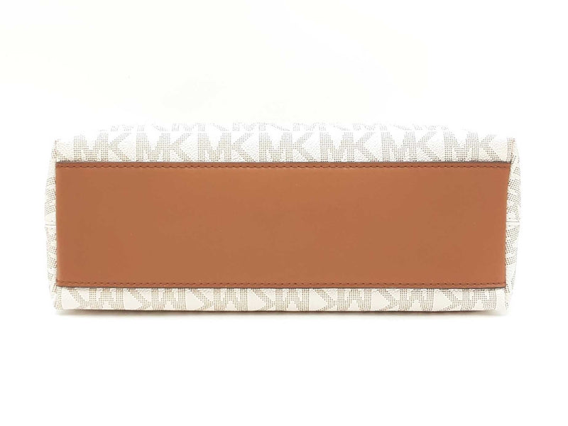 Michael Kors Austen Coated Canvas Satchel Handbag In Vanilla Colorway Fw0425wxdu