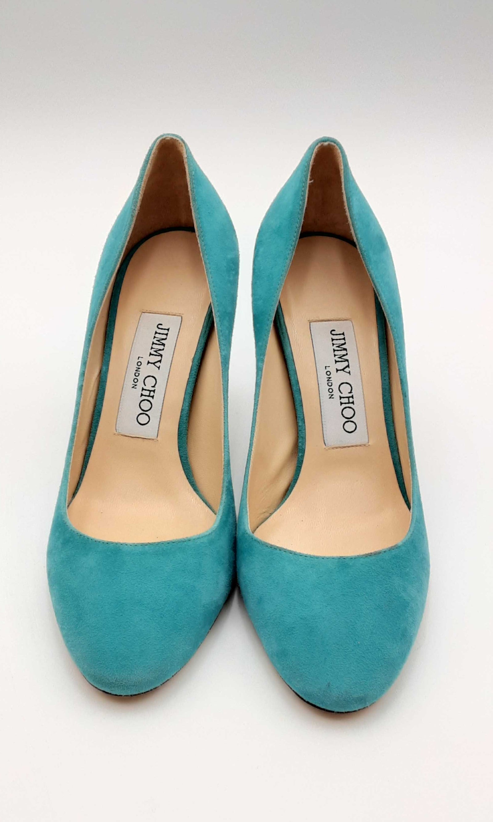 Jimmy Choo London Malibu Teal Suede Esme Heels Size 35