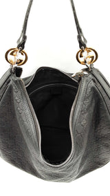 Gucci Gg Twins Black Guccissima Leather Hobo Bag  Fw0625przdu