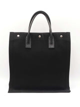 Saint Laurent Rive Gauche North South Tote In Black Cotton Canvas Fw0526pxzdu