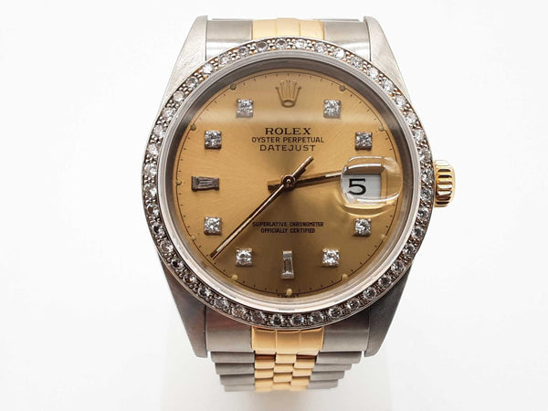 Rolex 16013 36 Datejust Aftermarket Diamond Two-tone Jubilee Watch Do0725rrxzde