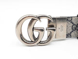 Gucci Marmont Reversible Belt In Gg Supreme & Leather With Gg Buckle Fw1225lrxdu