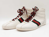 Gucci Leather Web High White High-top Sneakers Size 11 Sd0926ezdu