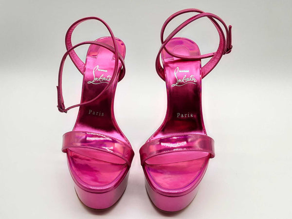 Christian Louboutin Queen Alta Pink Patent Leather Heels Size Eu 38 Do0324oxzde