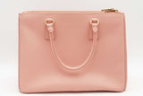Prada Pink Saffiano Leather Galleria Double Zip Tote Bag Eb0826ixzsa