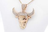 14k Yellow Gold Bull Head Pendant & Chain 7.3 Grams 18.5 Inch Eb0125olrsa