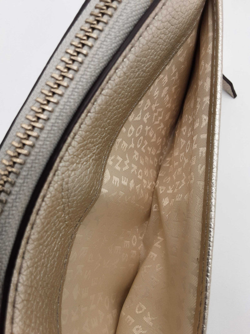 Kate Spade Larchmont Avenue Logo Metallic Silver Leather Wallet Do0425orde