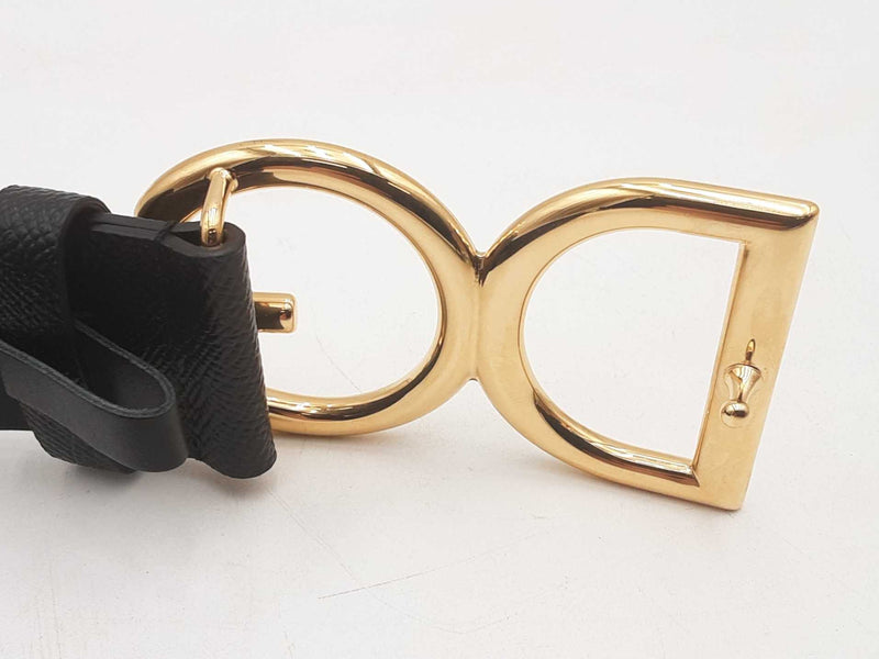 Dolce & Gabbana Black Leather D&g Logo Belt Size 36/90 Sd0725crsa