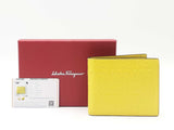 Salvatore Ferragamo Bifold Wallet In Gancini-embossed Yellow Leather Fw0326lordu