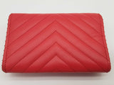 Chanel Red Chevron Quilted Leather Studded Wallet Do0625worde