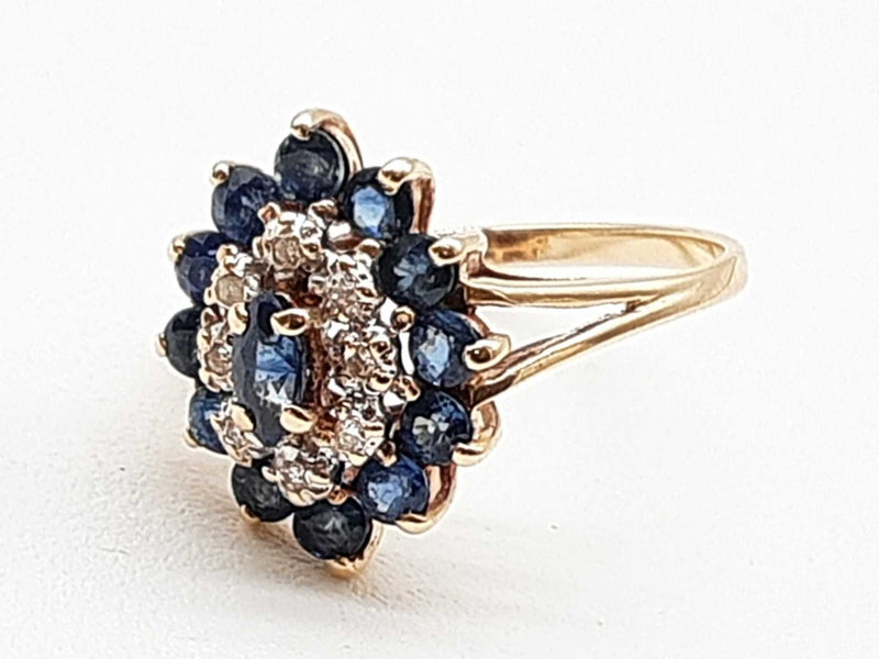 Diamonds Synthetic Sapphires 10k Yellow Gold 2.6g Ring Size 6.25 Do0525pxde