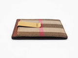 Burberry Money Clip Card Case In House Check Canvas & Leather Fw0726lzxdu