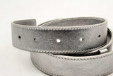 Christian Dior Metallic Silver Leather Belt With Silver Tone Buckle Eb0225lixsa