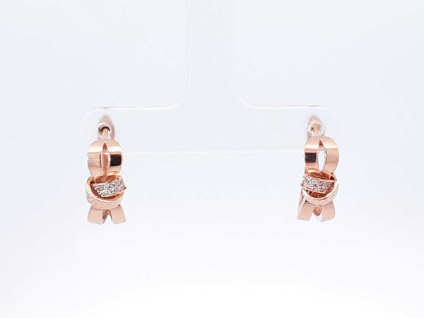 Diamond & 14k Rose Gold Bowknot Leverback Earrings 3.8 Grams Fw0925lczdu