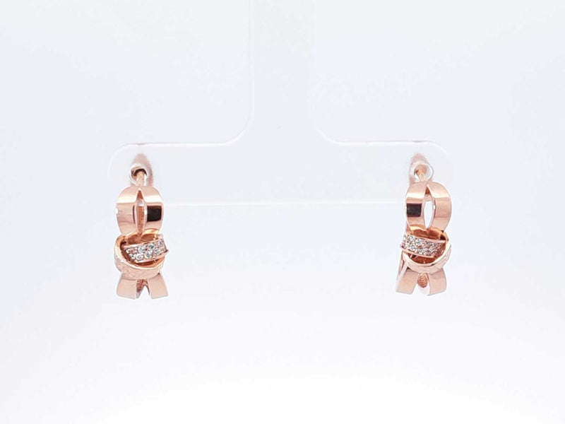 Diamond & 14k Rose Gold Bowknot Leverback Earrings 3.8 Grams Fw0925lczdu