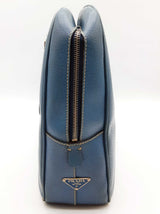Prada Blue Leather Breifcase Travel Zipper Tote Bag Do0626rxde