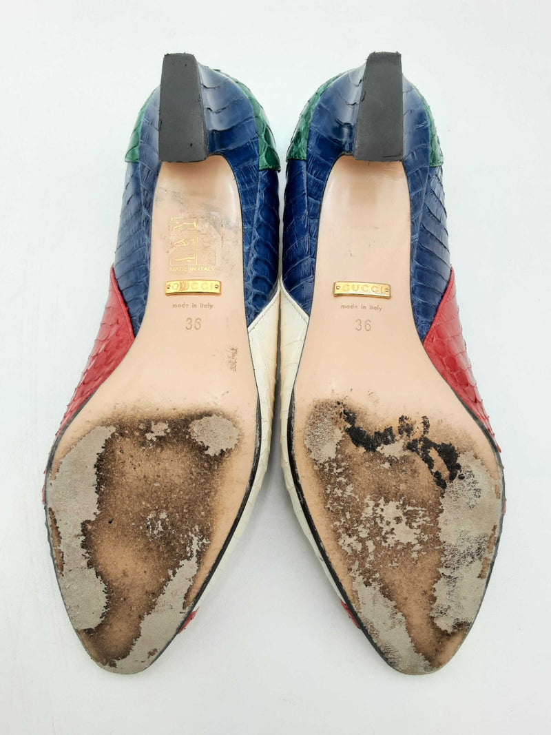 Gucci Crystal Gg Multicolor Snakeskin Pumps Size Eu 36 Fw1124lrxsa