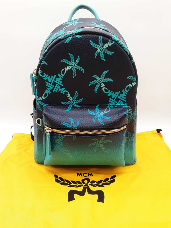 Mcm Stark Ceramic Blue Gradation Palm Canvas Backpack Do0625wxzde