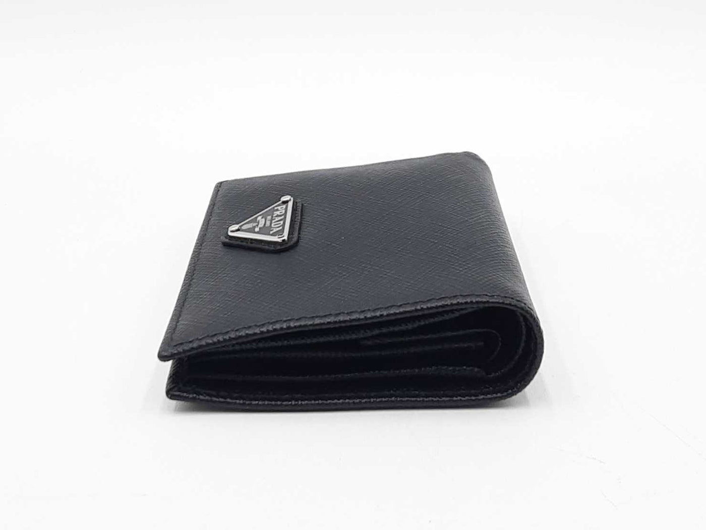 Prada Black Saffiano Leather Compact Bifold Wallet