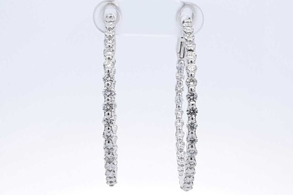 Approx. 2.48ctw Diamond Hoop Earrings In 14k White Gold 11.2 Grams Eb1124lxxzsa