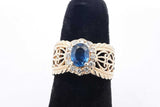 Blue Gemstone & Diamond Ring In 14k Yellow Gold 5.8 Grams Size 6.75 Eb0826wexsa