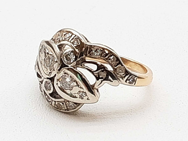 0.15 Cttw Diamonds 14k Two-tone Yellow White Gold 3.6g Ring Size 3 Do0525lxzde
