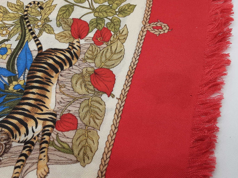 Gucci 100th Anniversary Multicolor Gg Floral Tiger Silk Scarf