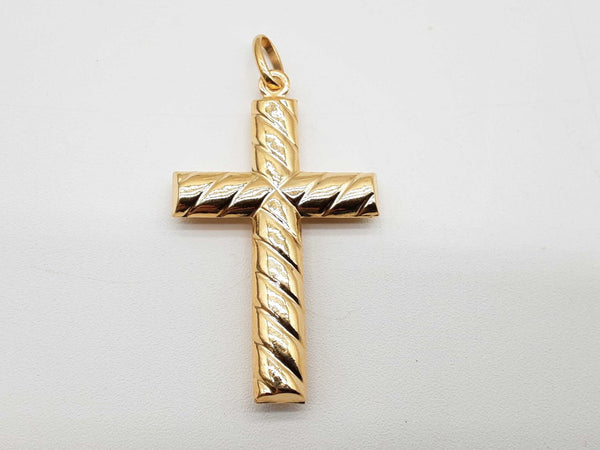 18k Yellow Gold 4.7g Hollow Religious Cross Pendant Do0125oxzde