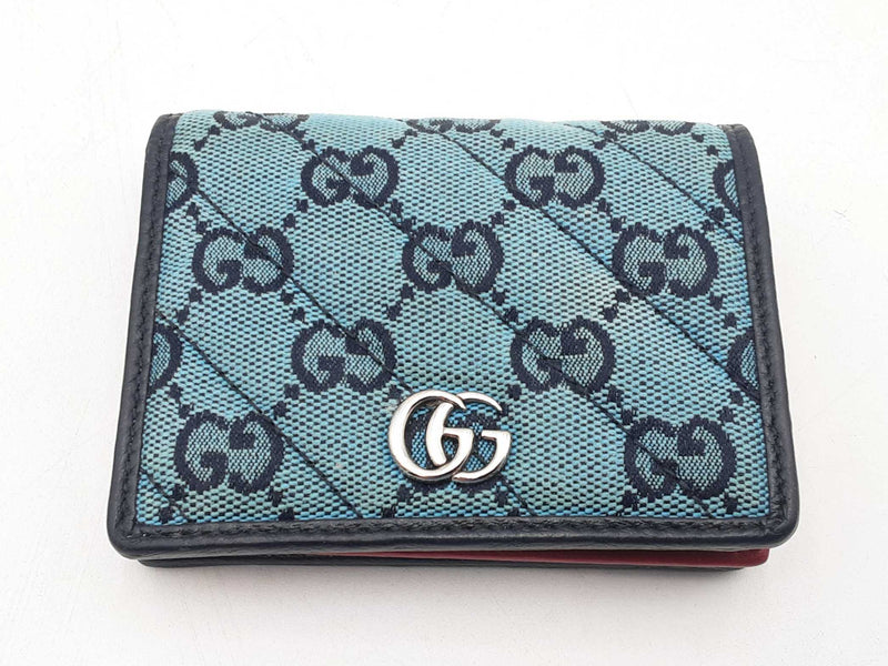 Gucci Gg Marmont Teal & Pink Canvas Wallet Sd1025lrzsa
