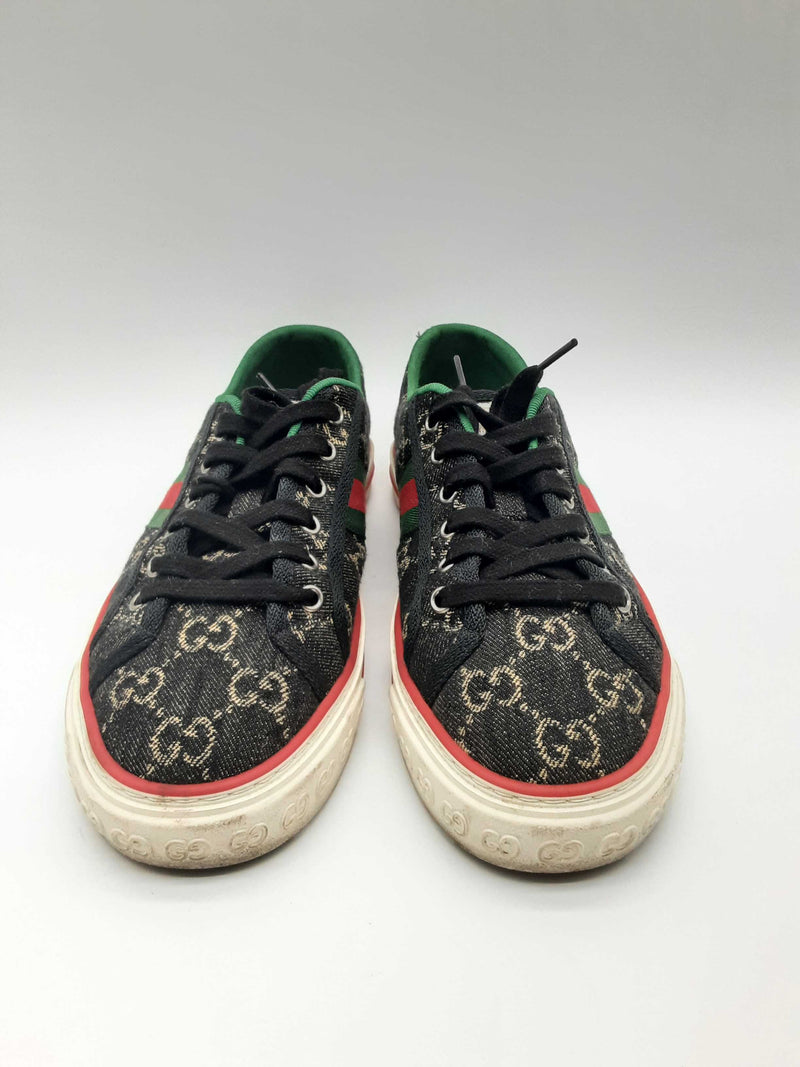 Gucci 606110 Tennis 1977 Gg Black Denim Low Top Trainers Size 39+ Do0724lrxde