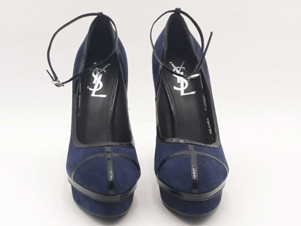 Saint Laurent Navy And Black Courts Blue High Heels Size Eu 38.5 Aa0525czsa