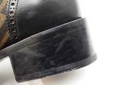 Fendi Stivaleto Boots In Black Leather & Ff Zucca Monogram Canvas Size 10 Fw0726crdu