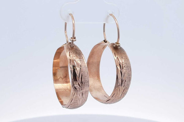 10k Rose Gold Etched Hoop Earrings 4.1 Grams Eb0824crsa