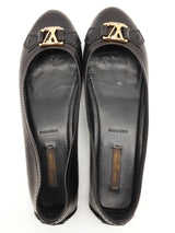 Louis Vuitton Black Leather Flats Size Eu 39 Do0925oxzde