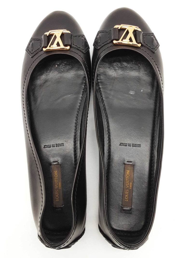 Louis Vuitton Black Leather Flats Size Eu 39 Do0925oxzde