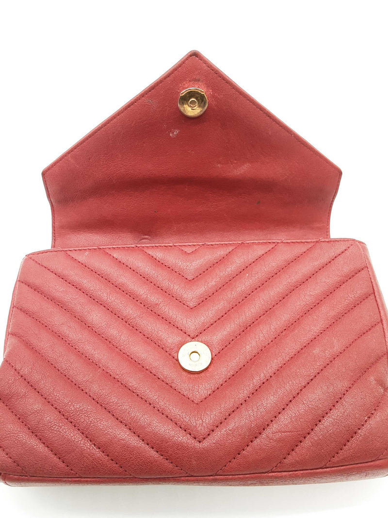 Ysl Yves Saint Laurent Sheepskin Matelasse Monogram Red Crossbody Sd0825ezxde