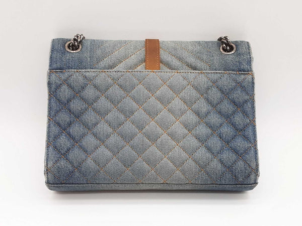 Ysl Saint Laurent Washed Denim Matelasse Chevron College Bag Sd0925ezxde