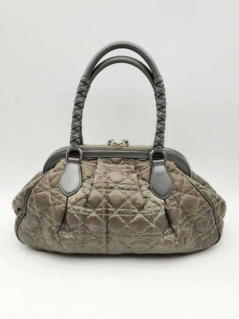 Christian Dior Cannage Quilted Gray Top Handle Satchel Bag Fw1224orxsa