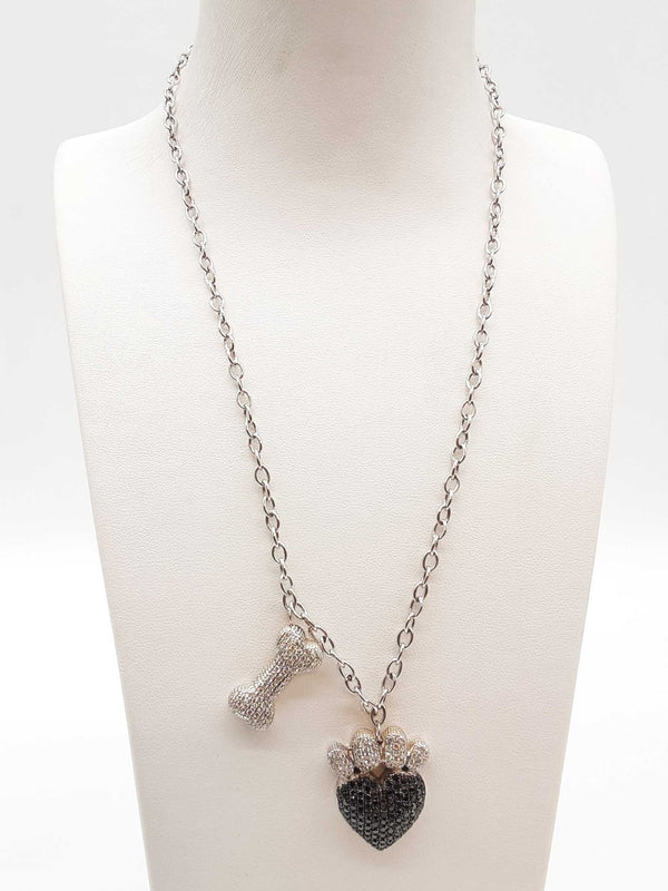 0.80 Cttw Diamonds 14k Wg 19.8g Dog Bone Pawprint Pendants Chain 18 In Do0525sxzde