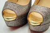 Christian Louboutin Glitter Slingback Peep Toe Pumps Size 35.5 Eb1224rxsa