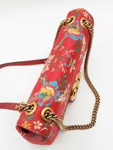 Gucci Marmont Medium Shoulder Bag In Red Silk Jacquard Fw0826crzdu