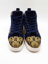 Christian Louboutin Louis Orlato Blue Velvet Sneakers Size 43.5 Eb0726lrxde
