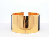 Hermès Extra Wide Clic H Gold-tone & Black Enamel Bangle Bracelet  7 Inch Fw0626lxzdu