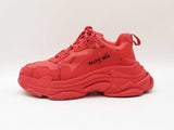 Balenciaga Triple S Sneakers In Red Allover Logo Faux Leather Size 8 Fw0926lrxdu