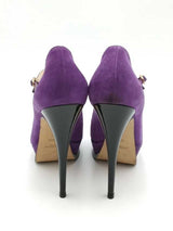 Yves Saint Laurent Tribute Mary Janes Purple Suede Pumps Size 37.5 Eb0926crsa