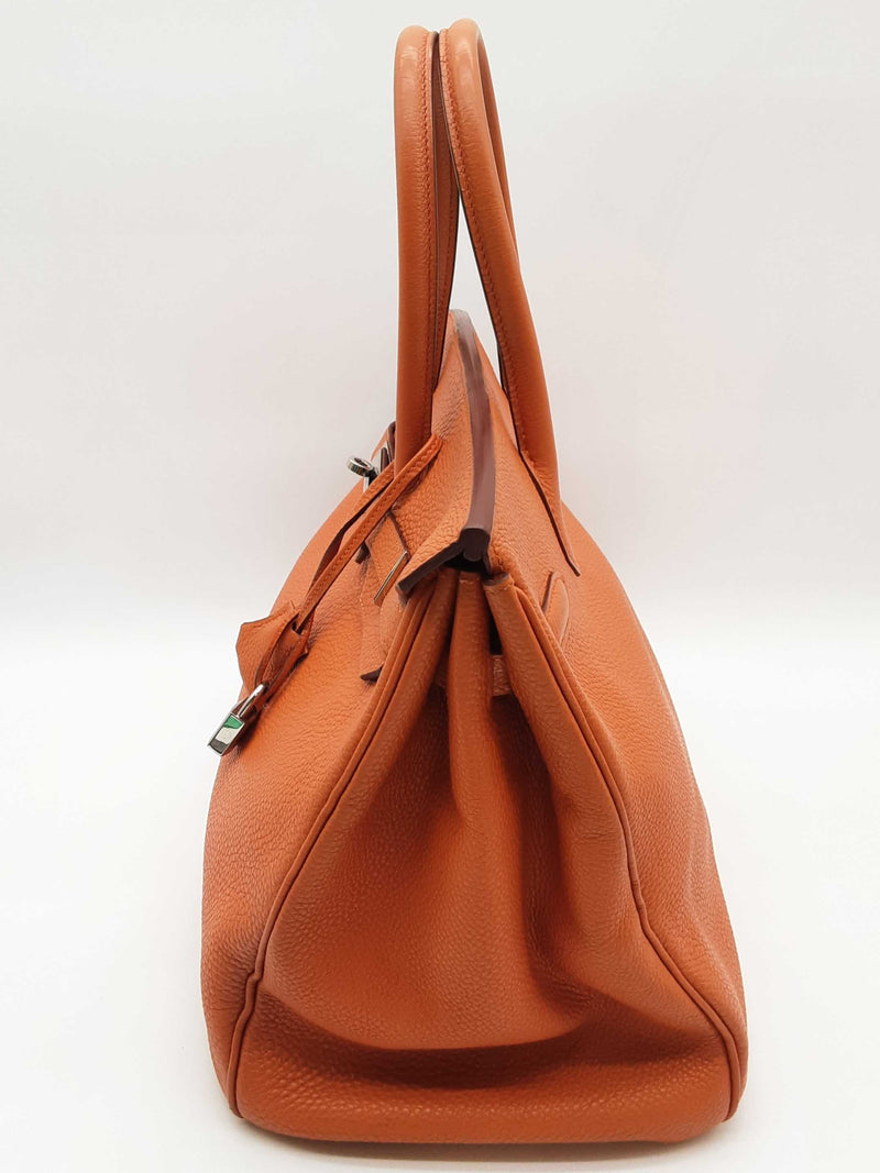 Hermes Birkin 35 Potiron Orange Clemence Palladium Handbag Do0325crxzde