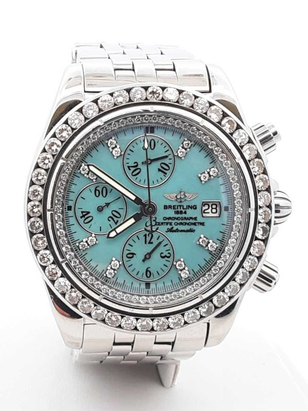 Breitling Chronomat Evolution Diamond & Stainless Steel 44mm Watch Fw0125wzzxdu