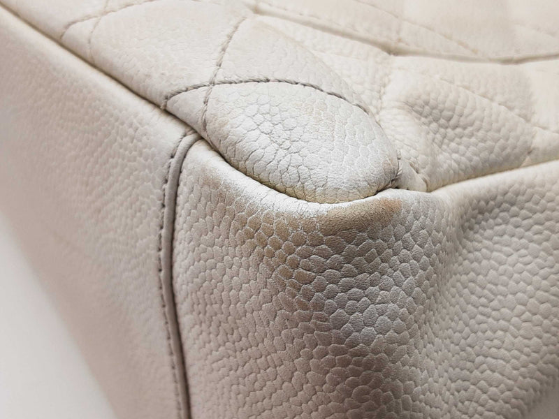 Chanel White Quilted Caviar Leather Shopping Tote Bag Do0725lcxzde