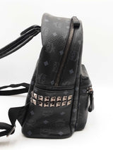 Mcm Stark Side Studs Small Backpack In Black Visetos Coated Canvas Fw0926orxdu
