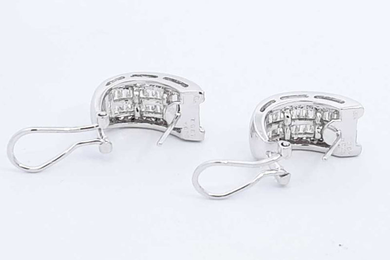 Diamond Omega Back Earrings In 18k White Gold 8.1 Grams Eb1224loxzdu